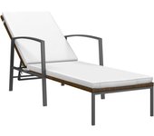 vidaXL Tumbona de jardín con cojín ratán sintético Marrón, Negro, Gris Sillas de Exterior Ideal para jardín, playa, piscina, terraza Tumbona Piscina Tumbonas Playa Tumbonas Jardín Exterior