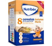 Nutribén - Papilla de Cereales Bebe - 8 Cereales con un Toque de Miel y Galleta María - Cereales desde los 6 Meses - 600Gr