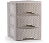 Plastic Forte - Cajonera Sobremesa de Plástico Imitación Rattan para Ordenación Decoración Hogar Oficina
