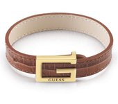 Guess Pulsera Mujer Leather Glam De Acero Dorado