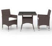 VidaXL Conjunto de jardín 1 mesa+ 2 sillones con cojines