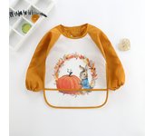 Cartoon Painting Waterproof Baby Apron for Infant Long Sleeve Children Feeding Scarf Apron Smock Bandana Bibs Burp Cloth