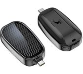 Mini Cargador Solar Powerbank Teclado Portátil Powerbank para Teléfono Móvil 1200mAh Negro: Para Type-C