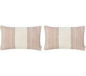 NAF NAF - 2 Fundas de cojin de decoración BLUE LEAF RAYA 100% algodón -  30x50 cm