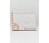Juego de Sábanas de Tela para Cuna, Modelo Topitos Estampados, 100% Algodón, Color Blanco/Beige, Denenes