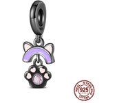 100% 925 Sterling Silver Dark Moon Cat Cute Bow Rabbit Charms Beads Fit Pandora 925 Original Bracelet Fine DIY Birthday Jewelry