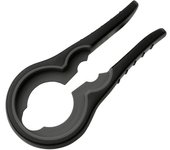 FACKELMANN Abre botellas - Abre botes - Abre tarros - Abre frascos, de polipropileno negro con la parte funcional en goma gris, 18cm, 1ud.