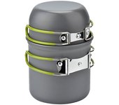 Cocina Exterior Arce Inoxidable Kit, Juego de Ollas Camping 1-2 Personas | Aluminio Anodizado 0,8mm + Arce Inóxido | ¡Resistente al Calor!