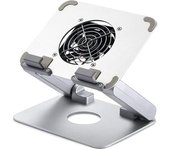 Soportes para computadora portátil Soporte de disipación de calor portátil plegable con ventilador de enfriamiento, soporte ergonómico ajustable de aleación de aluminio Soportes para computadora portátil