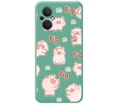 Funda Silicona Líquida Verde para Oppo Reno 8 Lite 5G diseño Cerdos Dibujos