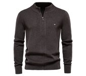 Código europeo 2024 otoño e invierno nuevo cardigan suéter de los hombres cremallera color sólido suéter calidad ropa de los hombres