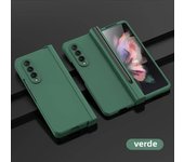 Phone Case For Samsung Galaxy Z Fold 6 5 4 3 5G With Pen Slot Holder For S Pen Hinge Plastic Cover With Front Screen Glass