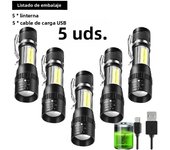 USB Mini Rechargeable Flashlight COB+XPE LED Zoomable Torch Built-in Battery 3 Lighting Modes Outdoor Camping Emergency Lantern