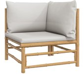 vidaXL Set de muebles de jardín 2 piezas bambú y cojines gris claro