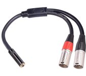 Cable de audio auxiliar (3,5 mm a XLR de 3 pines) con conector hembra estéreo de 3,5 mm a conector macho doble XLR de 3 pines (Y-1)