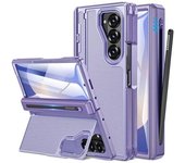 Funda para Samsung Z Fold 6 con soporte para S Pen y soporte oculto, protector de pantalla integrado, bisagra, carcasa rígida a prueba de golpes para Samsung Galaxy Z Fold 6, ranura delgada para S Pen y soporte, color morado