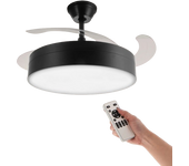 IluminaShop - Ventilador de Techo LED Messe 72W Negro DC Ultra Silencioso con Mando a Distancia y Palas Retractiles Verano / Invierno