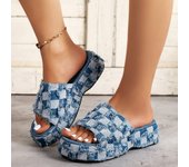 Denim Rome Thick Women Slipper   Summer Platform Heels Casual Sport Beach Ladies Slides Fashion Dress Women Sandals Flip Flop
