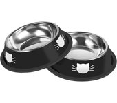 2Pcs Cat Bowls Non-Slip Stainless Steel Small Cat Food Bowls Unbreakable Thicken Cat Feeder 7 Oz Cat Dishes Suitable for Indoor Small Pets Removable Rubber Base Easily Clean Lovely Color