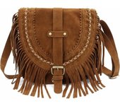 Bolso con borlas esmeriladas, bolso de sillín Retro para mujer, bolso de hombro tipo bandolera a la moda, bolsos de mensajero para mujer