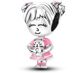 Silver Plated Pink Series Charms Pendant Lovely Dangle Pink Perfume Bottle Charm Beads Fit Bangle Bracelet Necklace Jewelry