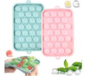 Bandeja para cubitos de hielo, 2 moldes de silicona para cubitos de hielo con tapa, molde redondo para hacer bolas de hielo para congelador, whisky, cócteles y café.