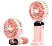 Ventilador portátil USB de Mano plegable con Pantalla y soporte para teléfono recargable de 5 velocidades con soporte de Cuello