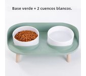 Alfombra De Comida Para Gatos Y Perros Con Dos Cuencos Altura Ajustable Alimentador De Alimentos Y Agua Para Gatos Y Perros Bebés Suministros Para Mascotas