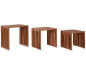 Mesita Auxiliar Set 3 Teca 40X40X40 13,00 Natural - Fijalo - El mejor complemento para tu hogar.