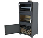 BRONPI - Estufa de Leña con Horno y Leñero Incluido Modelo MURANO-L de 14 kW
