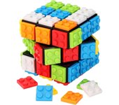 Cubo Rubix de velocidad 3x3, cubo mágico para construir, 2 en 1, juguetes, cubo de velocidad y cubos de rompecabezas compatibles con Lego para niños y adultos