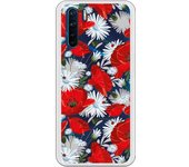 Funda compatible con Oppo A91 - Reno 3 - Patron flores blancas y rojas