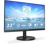 Philips Monitor 221V8/00-22", FHD, 75Hz, VA, Flicker Free, VESA (1920x1080, 200 CD/m², D-Sub, HDMI), Negro