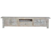 Mueble TV en madera de mango blanco envejecido