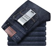 Male  All-match Brand Trousers Four Season Men's High Quality Jeans  Business Casual High Waist Denim Pants Simplicity Cool