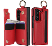 PU Leather Ring Phone Case for Samsung Galaxy Z Fold 6 5 4 3 Fold6 Fold5 Fold4 Fold3 Wallet with Pen Holder & Card Slot (No Pen)