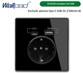 Type-C A Interface Outlet Acrylic Mirror Crystal Panel Black Wall EU Russia Spain French Socket With USB Charge 5V 2100mA Holder