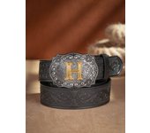 Western Cowboy PU Leather Belt - Men Waist Strap Bull Decoration Floral Engraved for Jeans