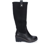 PuntoSalao Botas altas de cuña cómoda para mujer color negro VR3-523 - Unas Botas altas negras de Cuña para Mujer  Elegantes y Comodas  de Caña Alta  Puntera Redonda y Cierre de Cremallera  Ideales para Otoño-Invierno.