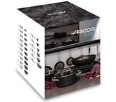 ARCOS Samoa - Batería de Cocina (5 + 4 Piezas), Aluminio Forjado, Recubrimiento Antiadherente, Asas Acero Inoxidable Efecto Frio, Apta Cualquier Cocina, Horno y Lavavajillas, Full Induction, Sistema Ahorro Energético