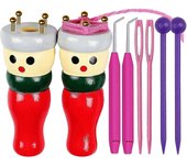 Juego de 2 pulseras de tejer Francesas, muñeca de tejer con Carrete de Madera para hacer pulseras, Collares y decoraciones