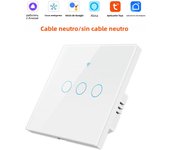 Tuya Smart Wifi Light Switch No Neutral Wire Touch Panel EU 1/2/3 Gang Wall Switch Wireless Control Voice Control Alexa Google
