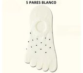 5 Pairs No Show Socks Women Non-slip Cotton Toe Socks with Separate Fingers Cute Dots Five Finger Slipper Socks Invisible