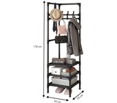 LUTODY - Perchero de pie, Zapatero, Compacto de varios niveles, Organizador esquinero de prendas y zapatos, Vertical, Tubo metal, Vestidor portátil para recibidor, Entrada, Sala de estar, Salón, Ligero y resistente