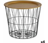 Mesa auxiliar Negro Dorado Metal 52 x 40 x 52 cm (4 Unidades)