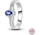 Trendy Sunflower Ring For Women 925 Sterling Silver Double Layered Wishing Bone Blue Zircon Ring Exquisite Wedding Party Jewelry
