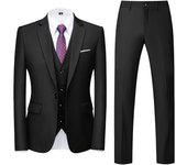 Suits (Blazer+ Vest + Pants) Mens Fashion Business Casual Slim-fit Wedding Gentleman Solid Color Work Evening Suit M-6XL
