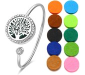 Crystal Aromatherapy Bracelet Bangle Diffuser Jewelry Tree of Life Perfume Oils Diffuser Aroma Diffuser Lockets Woman Bracelet
