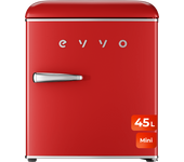 EVVO Frigorífico Mini F20 Retro Rojo, 45 litros, diseño vintage, bajo consumo, silencioso
