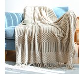Colcha Bohemia, Manta de DOT suave, Manta reversible, Manta de felpa, Manta para Sofá, Manta para Sofá, capi Manta, color Cafi, 130x200 cm